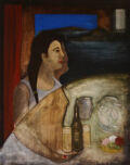 "Decoys in the bouzouki joint" (Κράχτες στα σκυλάδικα), acrylics and pigments on canvas, 80X100 cm, 2013.
