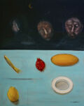 "The azure table" (Το γαλάζιο τραπέζι), oils on canvas, 70X90 cm, 2012.