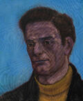 "Pierpaolo" (Pasolini), 2019, acrylics and coloured pencils on canvas, 30X25 cm.